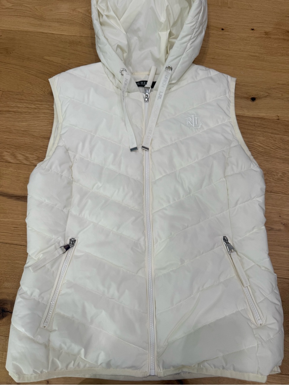 Ralph Lauren Cream Quilted Hooded Puffer Vest